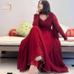 Black georgette plain heavy flair party wear gown