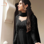 Black georgette plain heavy flair party wear gown