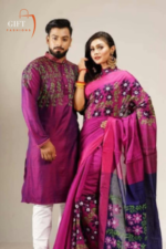 Block Printed Dhupian Silk Couple Set