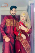 Block Printed Dhupian Silk Couple Set