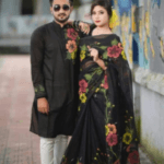 Hand Painted Half Silk Saree & Dhupian Panjabi Set