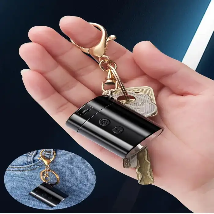 3-in-1-Portable-Mini-Rechargeable-flashlight-with-lighter-key-Ring 3 in 1 Portable Mini Rechargeable flashlight with lighter key Ring - Image 1