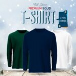 3 pcs Full Sleeve Solid T-Shirt Combo - Image 2