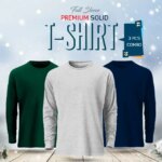 3 pcs Full Sleeve Solid T-Shirt Combo - Image 2