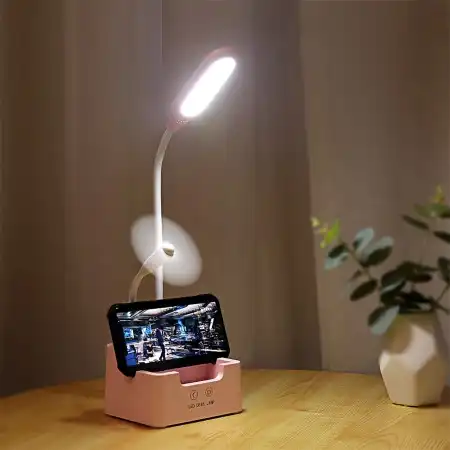 4-in-1-Multi-function-LED-Desk-Lamp-With-Fan 4 in 1 Multi-function LED Desk Lamp With Fan - Image 1