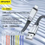 Awei CL-206L Lightning Cable Fast Charging 2.4A USB Data Sync Cord For iPhone ( Multi Color ) - Image 2