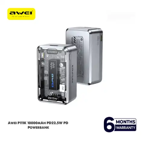 Awei-P111K-10000mAh-PD22.5W-Portable-Power-bank Awei P111K 10000mAh PD22.5W Portable Power bank - Image 1