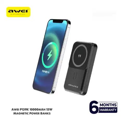 Awei-P139K-10000mAh-15W-Magnetic-Wireless-Charger-Power-Bank-22.5W-Fast-Charging-External-Battery Awei P139K 10000mAh 15W Magnetic Wireless Charger Power Bank 22.5W Fast Charging External Battery - Image 1