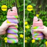 BZY Foldable Drinking Water Bottle Leakproof Fold Silicone Water Bottles Cup With Straw Outdoor Hiking Camping 500ml { Multi Color } - Image 2