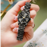 Butter  Fly Lock Olievs  Stainless Steel fashionable  Couple watches +1pcs chain cutter+ 2 pcs battery Full Black - Image 7