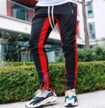 Casual Men's Sweatpant Trouser Black + Red - Image 2
