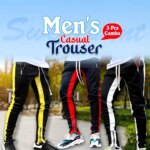 Combo Casual Men's Sweatpant Trouser Black + Yellow + white - Image 2