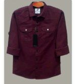 Double Pocket  shirt for men (maroon) - Image 2