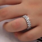 Double Rows Diamond Rings for Womens