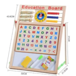 Educational Learning Multipurpose Double-Sided Magnetic Wooden Writing, Drawing Board (Whiteboard + Blackboard) - Image 4