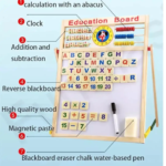 Educational Learning Multipurpose Double-Sided Magnetic Wooden Writing, Drawing Board (Whiteboard + Blackboard) - Image 3