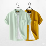 Fashionable casual Combo  Half Sleeve shirt for men ( Yellow + Mint)
