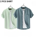 Fashionable casual  Half Sleeve shirt for men  ( Mint + Ash ) - Image 3