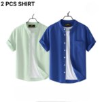 Fashionable casual  Half Sleeve shirt for men ( Mint + Petrol ) - Image 3