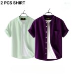 Fashionable casual Half Sleeve shirt for men ( Perple + MInt) - Image 3