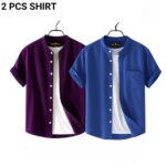 Fashionable casual Half Sleeve shirt for men (Petrol+ purple) - Image 3