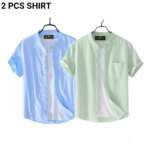 Fashionable casual  Half Sleeve shirt for men ( Sky + MInt) - Image 2