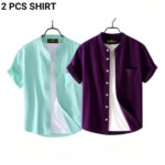 Fashionable casual Half Sleeve shirt for men ( purple+ Paste)