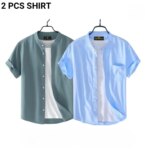 Fashionable casual Half Sleeve shirt for men ( sky+ Ash )