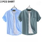 Fashionable casual Half Sleeve shirt for men ( sky+ Ash ) - Image 3