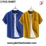 Fashionable casual Half Sleeve shirt for men(Petrol+ yellow) - Image 3