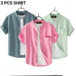 Fashionable casual Half Sleeve shirt for men(SKy + Mint + purple) - Image 2