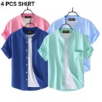 Fashionable casual Half Sleeve shirt for men(SKy + Pink + petrol +paste) - Image 2