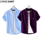 Fashionable casual Half Sleeve shirt for men(SKy+ perple) - Image 3