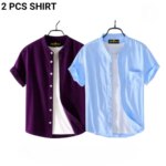 Fashionable casual Half Sleeve shirt for men(SKy+ perple) - Image 2