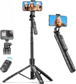 {K-28}Long Video Stand Cum Selfie Stick Tripod with Remote - 360° Rotation Phone Stand with Wireless Remote Control, with light - Image 2