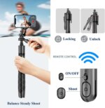 {K-28}Long Video Stand Cum Selfie Stick Tripod with Remote - 360° Rotation Phone Stand with Wireless Remote Control, with light - Image 7