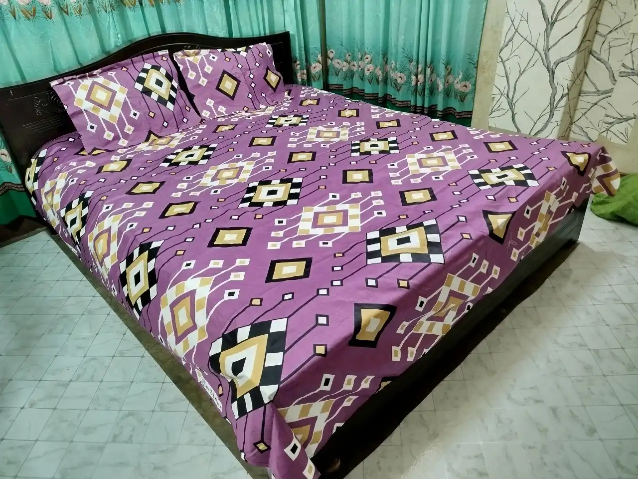 King-Size-Full-cotton-fabric-Panel-Bedsheet-4 King Size Full cotton fabric Panel Bedsheet - Image 1