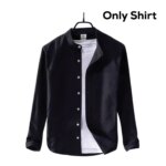 Men's Solid Colour Ban color Shirt (Black)