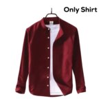 Men's Solid Colour Ban color Shirt (Light Maroon) - Image 4