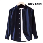 Men's Solid Colour Ban color Shirt (Navy)