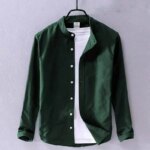Men's Solid Colour Ban color Shirt (green)