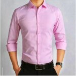 Men's Solid Colour Color Shirt (Lite pink) - Image 2