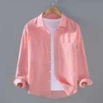 Men's Solid Colour Color Shirt (Lite pink) - Image 2