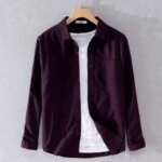 Men's Solid Colour Cotton Shirt (purple) - Image 2