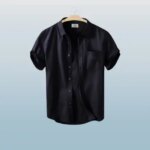 Men's Stylish Half Sleev Casual Solid Shirt ( Black ) - Image 2