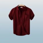 Men's Stylish Half Sleev Casual Solid Shirt ( Merron) - Image 2