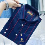 Men's  long sleeve stripe / print shirt - Image 3