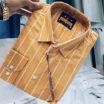 Men's  long sleeve stripe / print shirt - Image 3