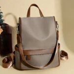 New Design Women Backpack Nylon Waterproof Anti-Theft Travel Bagpack(Coffee)