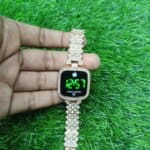 New Trend Fashion Steel Chain Diamond Women Watch Full Diamond Touch Screen LED Water Diamond Bracelet Watch (Golden) - Image 4